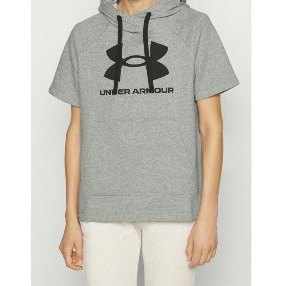 Under Armour EUC Project Rock Hoodie Sweatshirt short sleeve relaxed Large Grey